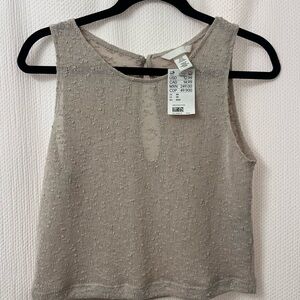 H&M Textured Beige Sleeveless Blouse